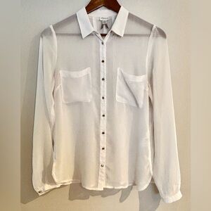 Dynamite| Super Sheer White Button-Down Shirt for Layering Sz S